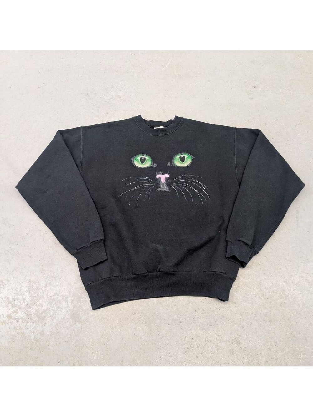 Vintage Y2K Black Cat Big Face Crew Neck Sweater